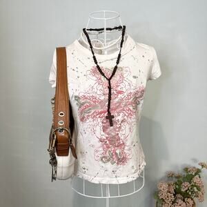 Vintage y2k white cross grunge baby tee